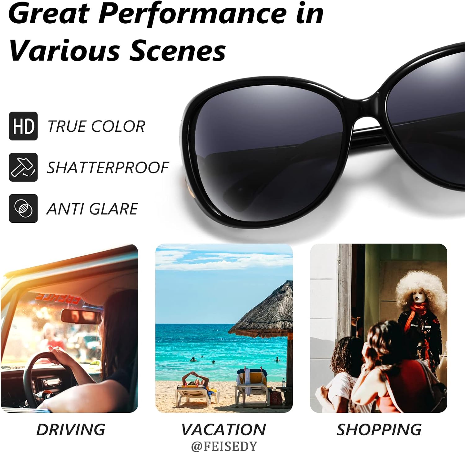 商品图片 6 | B08S7G8RRP | FEISEDY Oversized Polarized Sunglasses Women Men Large Shades B2730