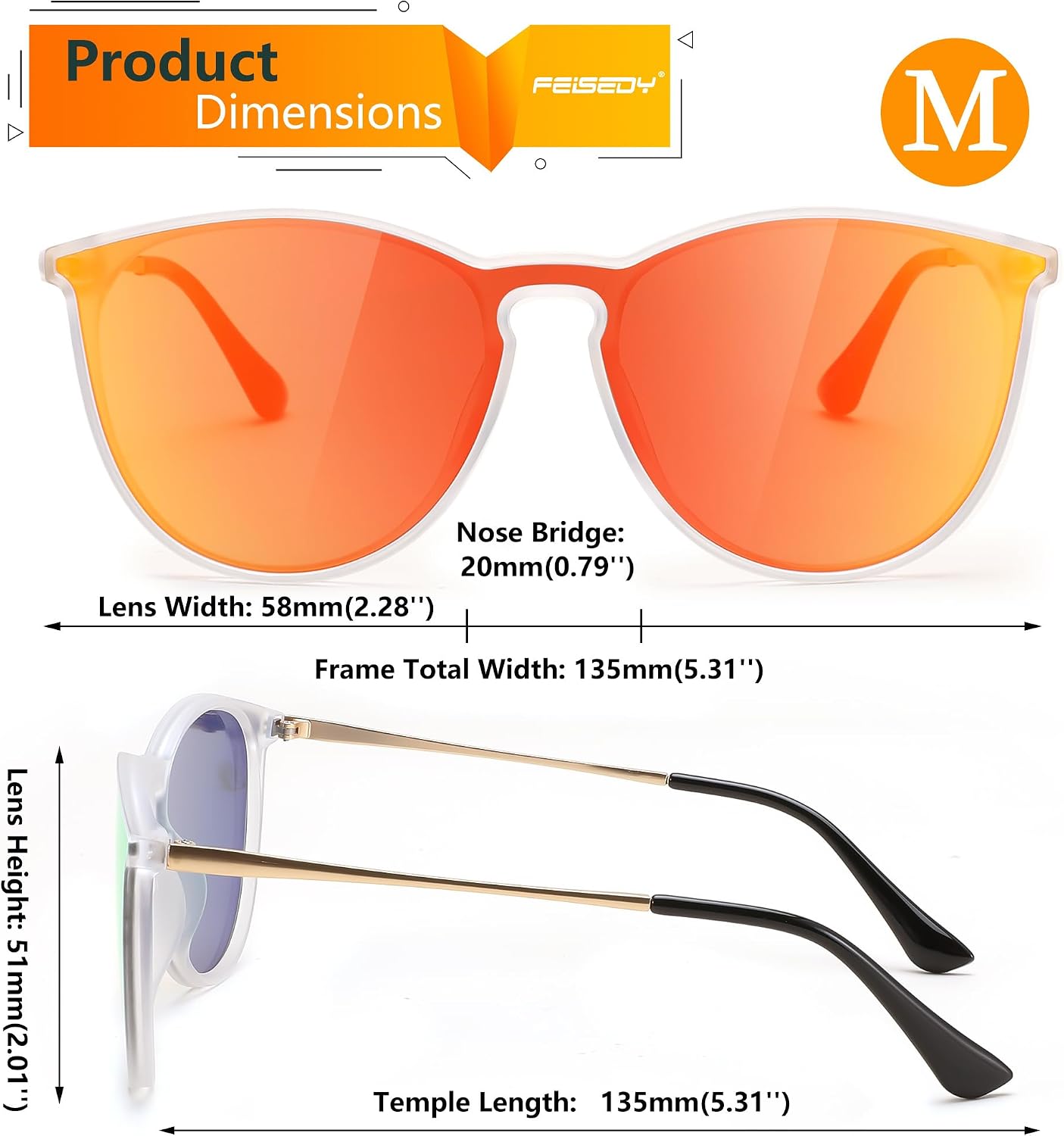 商品图片 22 | B0DGCPG41T | FEISEDY Sunglasses for Women Men Retro Round Cateye Designer Cute Mirrored UV Protection Lens B0210