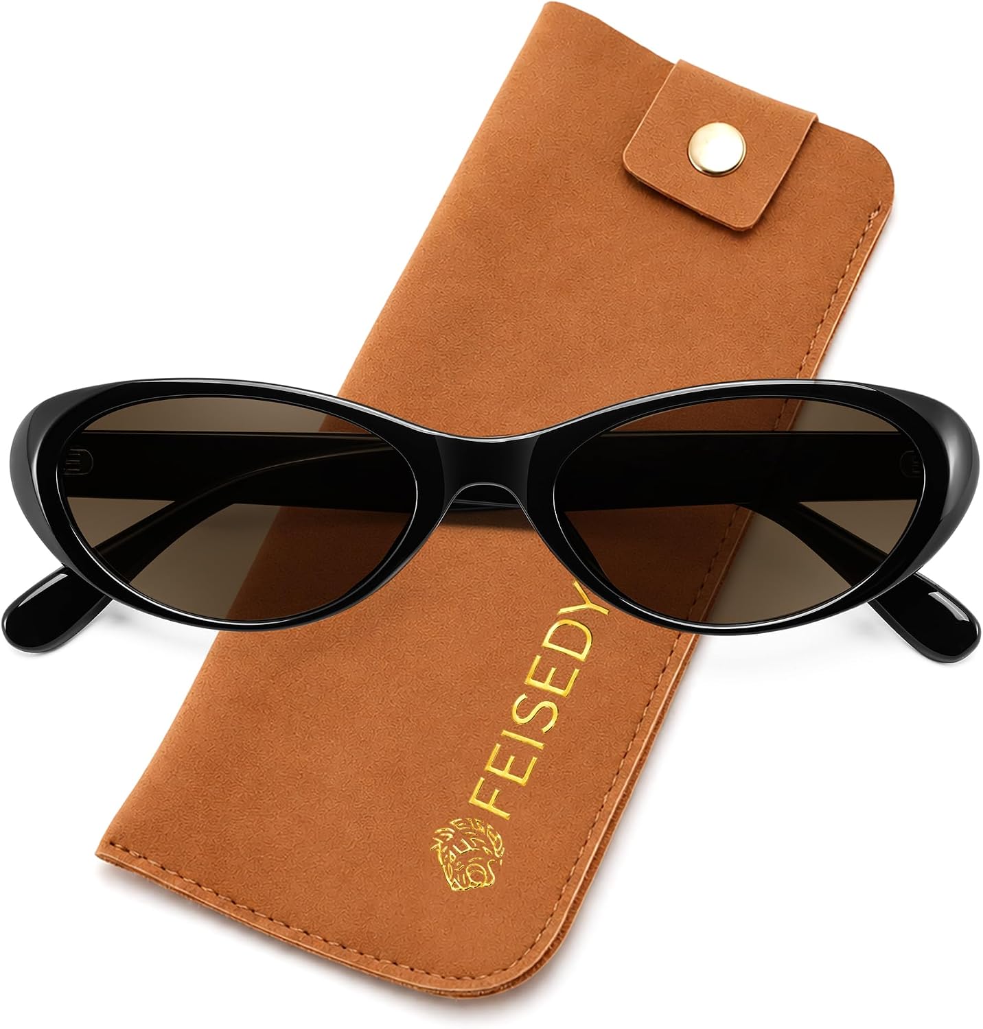 Black Frame Brown Lens / 54 Millimeters | B0H6W48VSQ | FEISEDY Retro Oval Polarized Sunglasses for Women Cat Eye TR90 Shades B0460