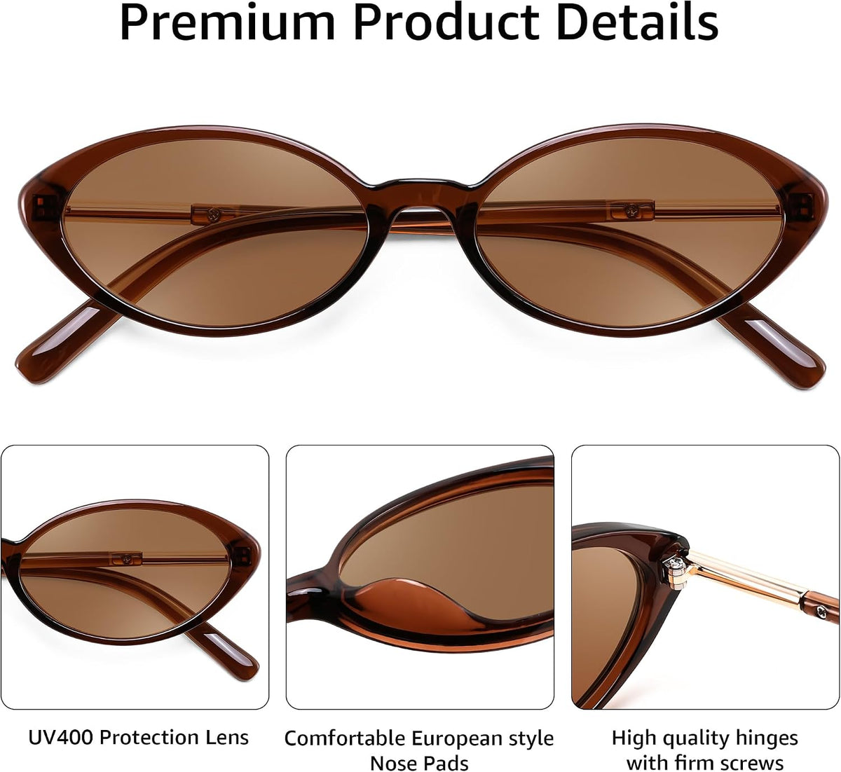 ÉÌƷͼƬ 34 | B0H2VP4ZBG | FEISEDY Oval Cat Eye Sunglasses for Women, 90s Narrow Y2K Shades B0435