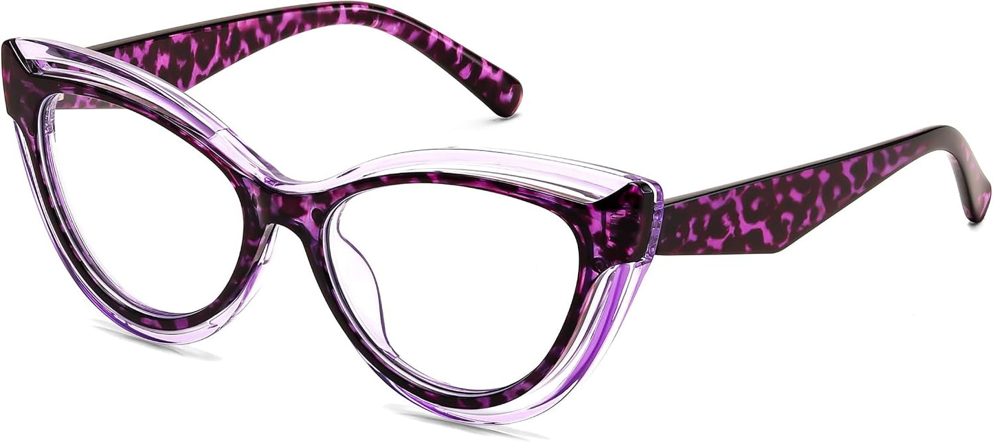 Purple Tortoise / 50 Millimeters | B0D56J2CP3 | FEISEDY Blue Light Blocking Glasses Women Vintage Cat Eye Frame Anti Fatigue B0169
