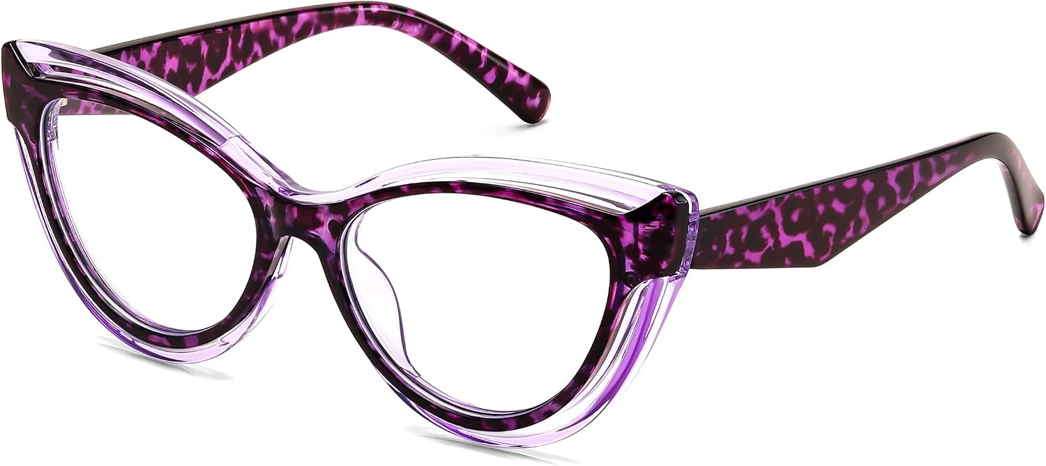 Purple Tortoise / 50 Millimeters | B0D56J2CP3 | FEISEDY Blue Light Blocking Glasses Women Vintage Cat Eye Frame Anti Fatigue B0169