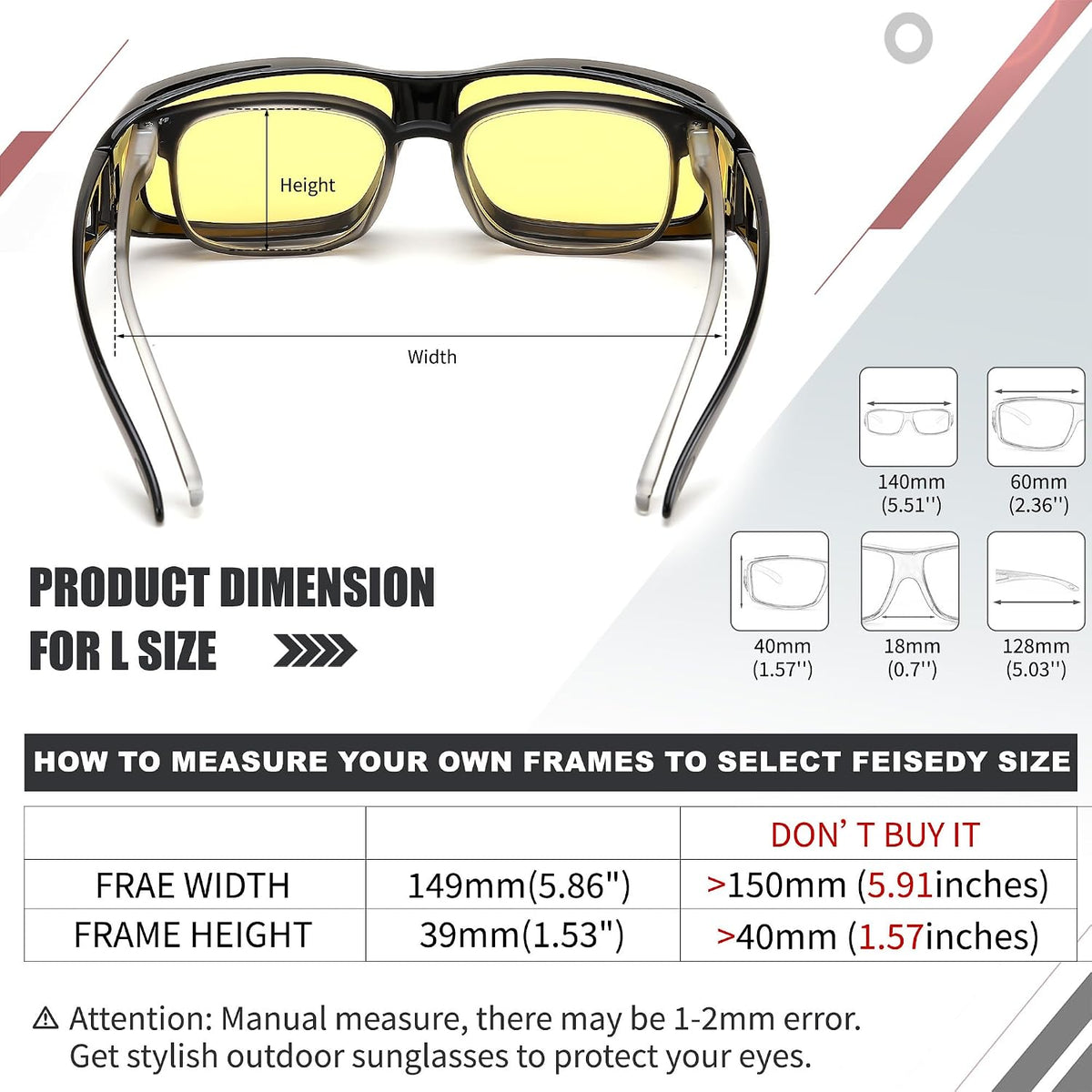 商品图片 7 | B0DK39MNNQ | DJ10094 Night Vision Glasses Fit Over Glasses, Anti Glare Yellow Lens for Men & Women