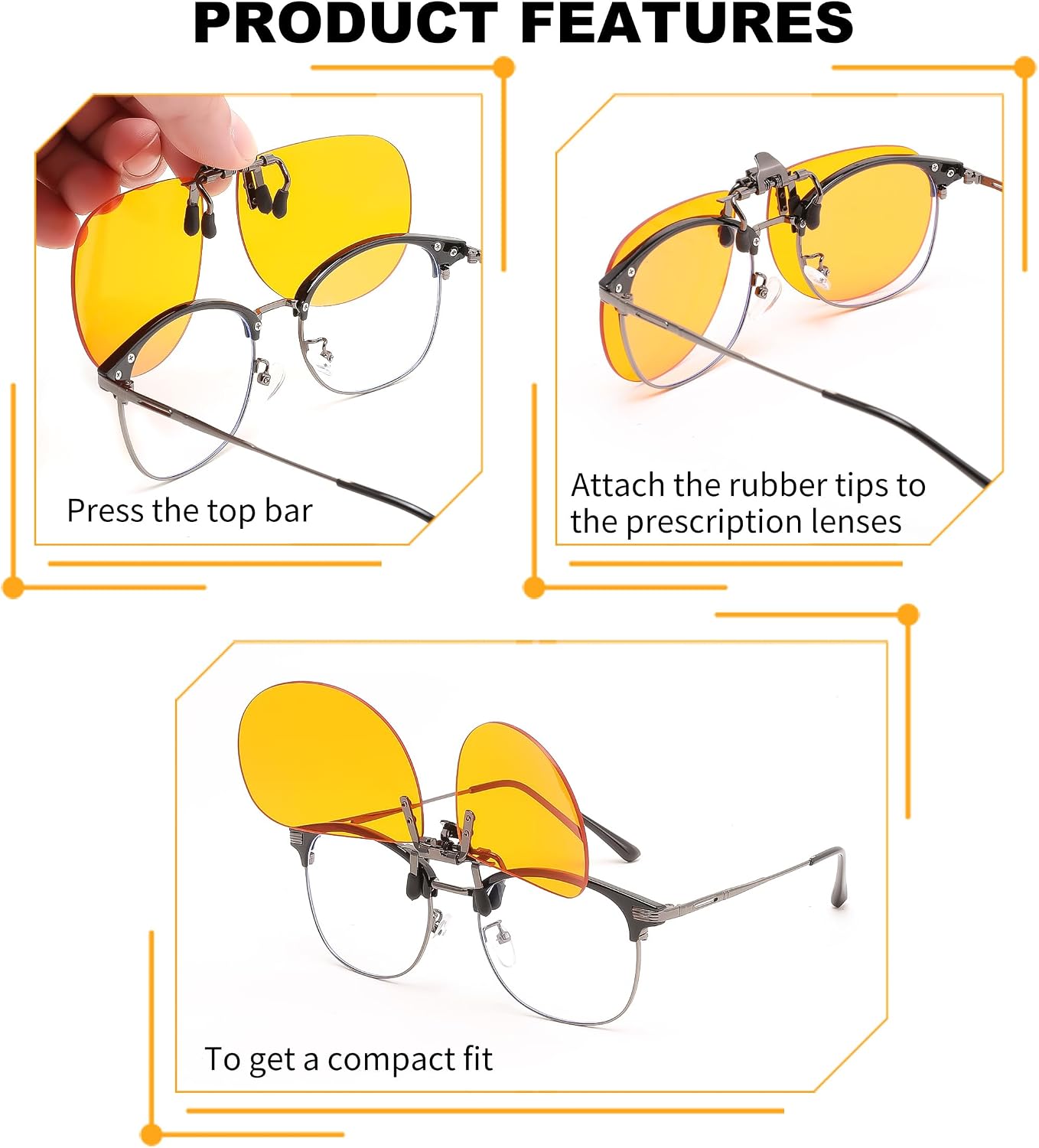 商品图片 18 | B0FZKQ9RL5 | FEISEDY Clip on Rimless One Piece Blue Light Glasses for Woman Men B0360
