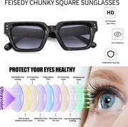 ÉÌƷͼƬ 6 | B0CHMMTXNK | FEISEDY Retro Rectangle Sunglasses Trendy Chunky Square Sun Glasses for Women Men UV400 Protection B0073