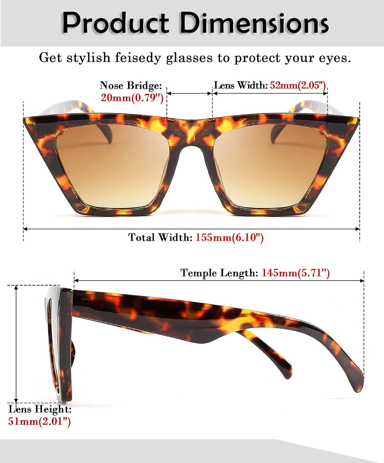 商品图片 140 | B0C5378735 | FEISEDY Vintage Square Cat Eye Sunglasses Women Trendy Cateye Sunglasses B2473