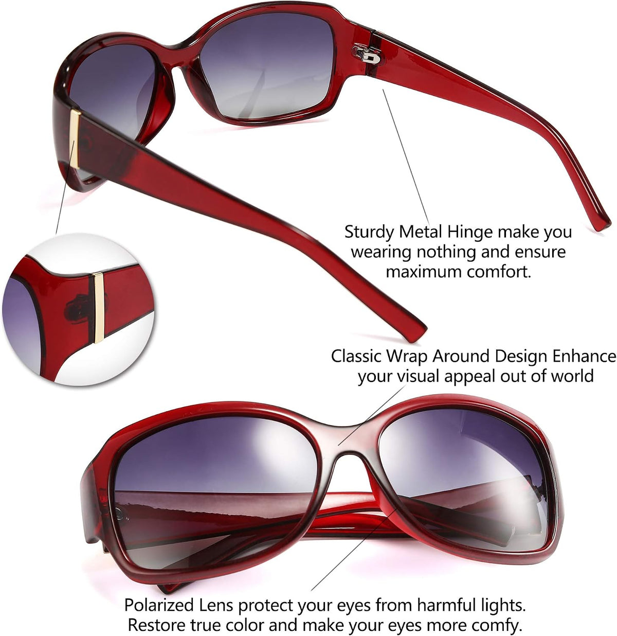 ÉÌƷͼƬ 17 | B07XNYV3GC | FEISEDY Polarized Oversized Sunglasses for Women Men, Classic Rectangle Wrap Around Large Frame UV400 Protection B2504