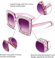 ÉÌƷͼƬ 59 | B077GMJCV8 | FEISEDY Women Sparkling Crystal Sunglasses Oversized Square Thick Frame B2283