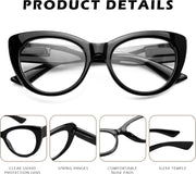 商品图片 5 | B0DFPWRH8W | FEISEDY Cat-Eye Blue Light Reading Glasses for Women Thick Fashion Anti- Glare Digital Eyestrain Readers B0230