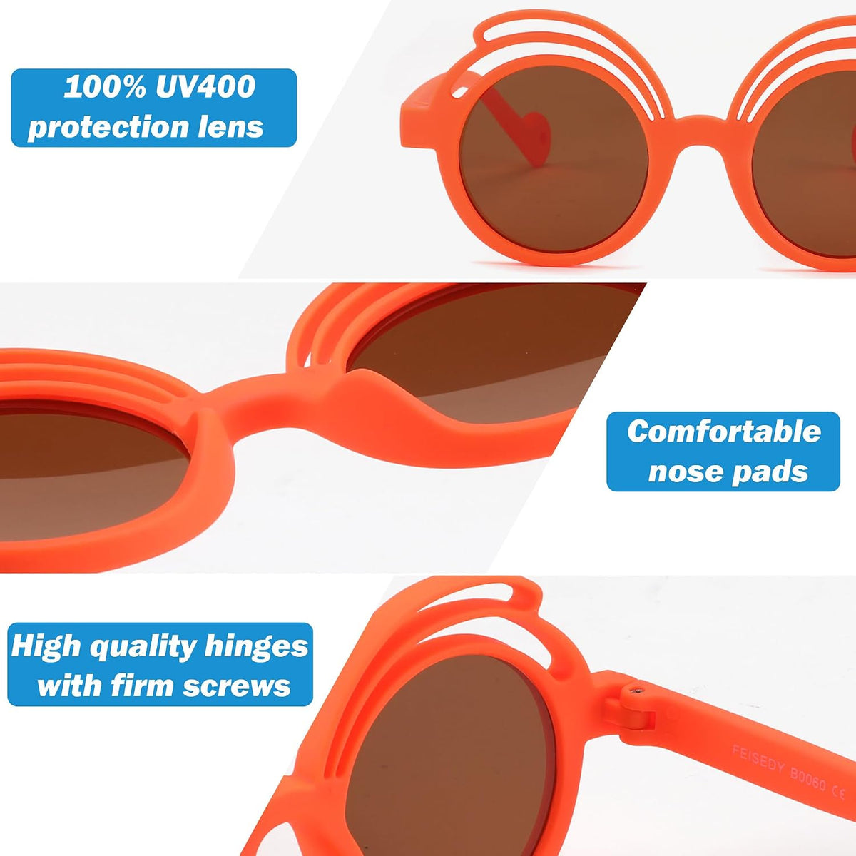 ÉÌƷͼƬ 33 | B0CQBTQZFP | FEISEDY Baby Polarized Round Sunglasses Flexible Rubber Shades with Strap for Infant Toddler Newborn Age 0-24 Months B0060