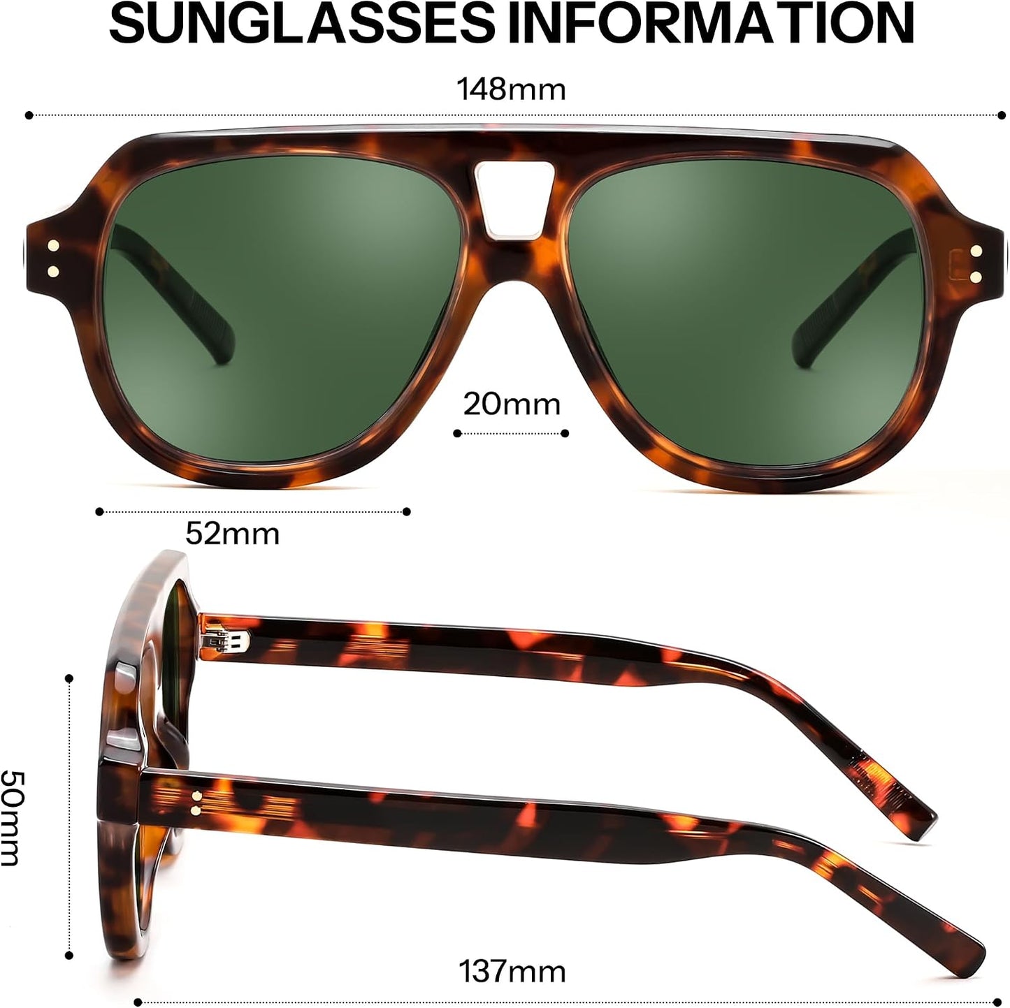 商品图片 32 | B0H1WK6BZT | FEISEDY Retro Aviator Polarized Sunglasses Men Women Trendy Square B0433