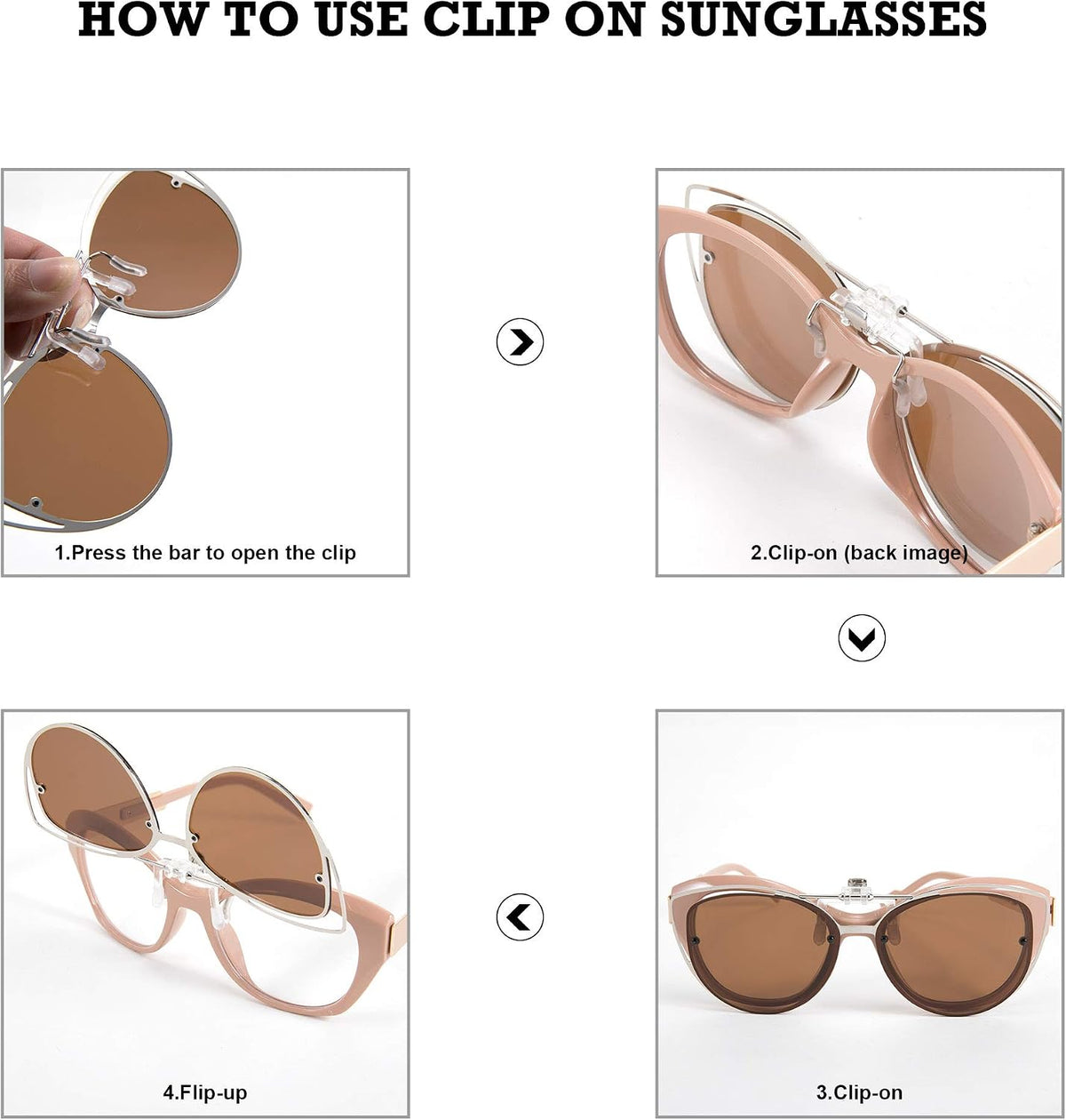 ÉÌƷͼƬ 7 | B08JBZ13MB | FEISEDY Polarized Cat Eye Flip Up Clips On Sunglasses Women Men B2670