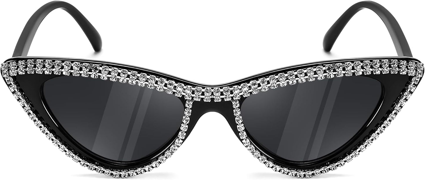 商品图片 46 | B0BZ7YMM4F | FEISEDY Oversized Women Cat Eye Rhinestone Sunglasses Costume Party B2360