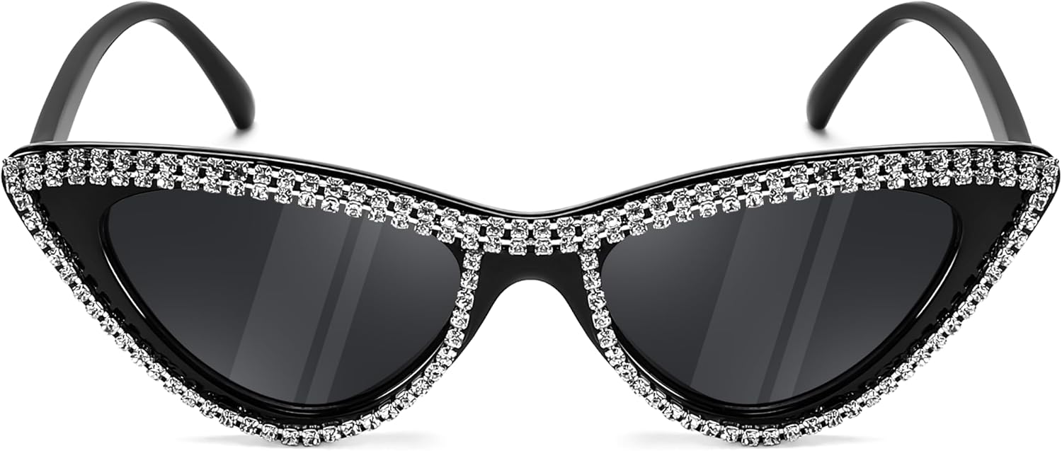 商品图片 46 | B0BZ7YMM4F | FEISEDY Oversized Women Cat Eye Rhinestone Sunglasses Costume Party B2360