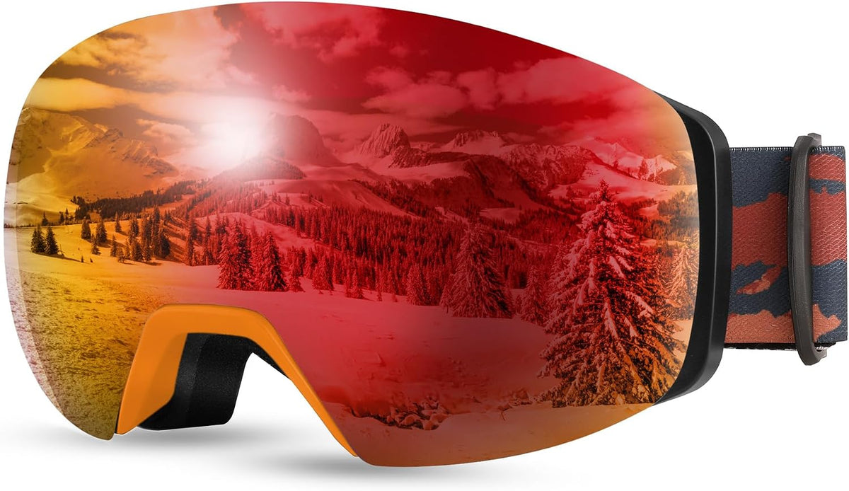 Revoorange Vlt 22% | B0CD3KHLFJ | FEISEDY Magnetic Ski Goggles for Men Women Youth Frameless Snow Goggles 100% UV Protection Snowboard Goggles B0020