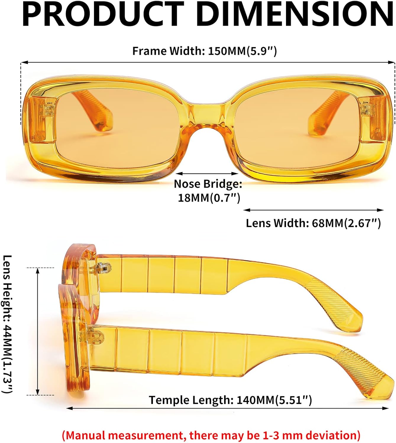 商品图片 16 | B0B12FXZW5 | FEISEDY Rectangle Sunglasses for Women Men Retro Y2k 90s Thick Frame Chunky Square Sunglasses UV400 Protection B2307