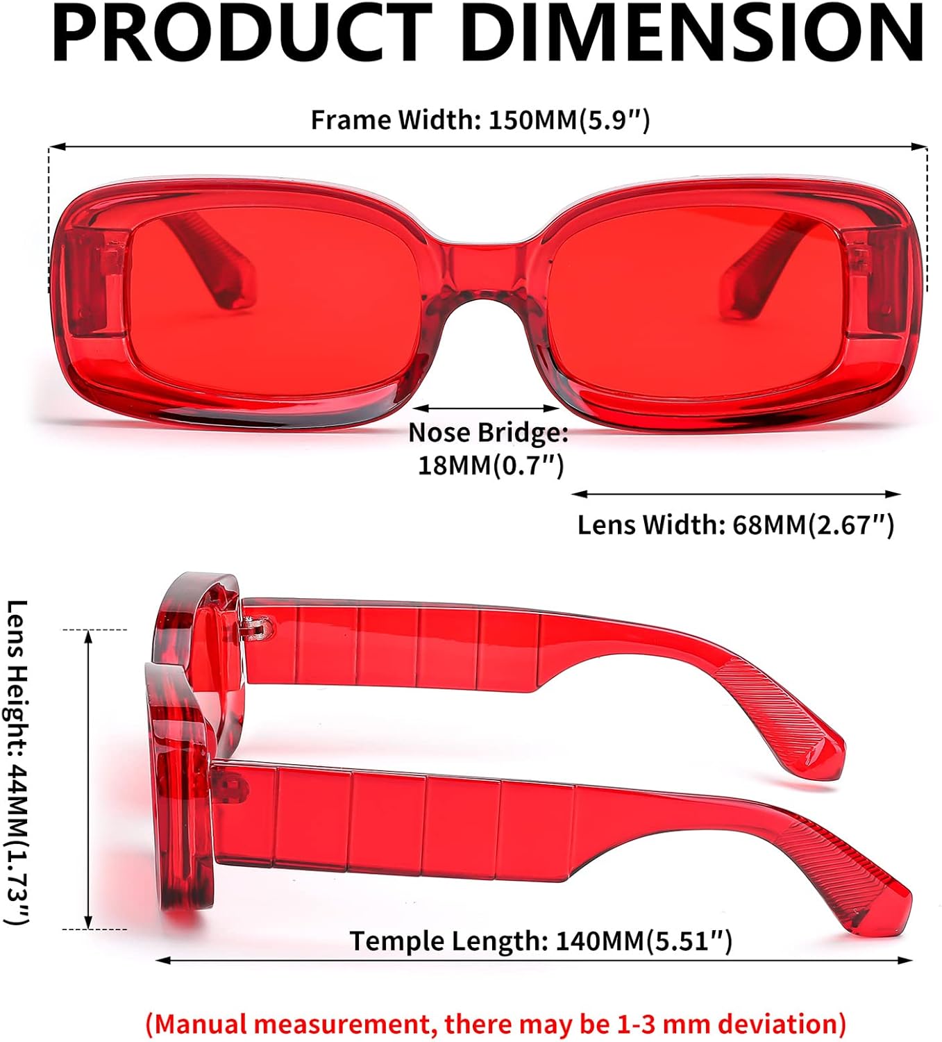 商品图片 34 | B0B12FXZW5 | FEISEDY Rectangle Sunglasses for Women Men Retro Y2k 90s Thick Frame Chunky Square Sunglasses UV400 Protection B2307