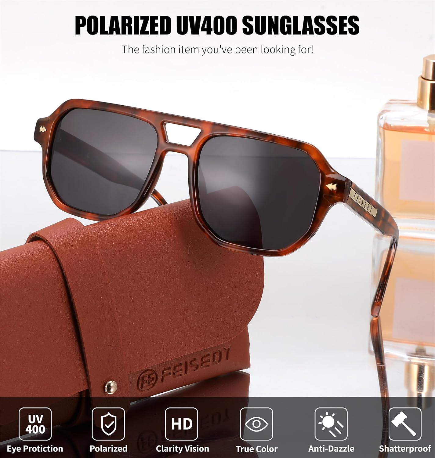 商品图片 30 | B0DSH2BVX5 | FEISEDY Polarized Aviator Sunglasses Men Women, Retro 70s Style Design - UV400 Protection, Driving & Daily Wear B0203