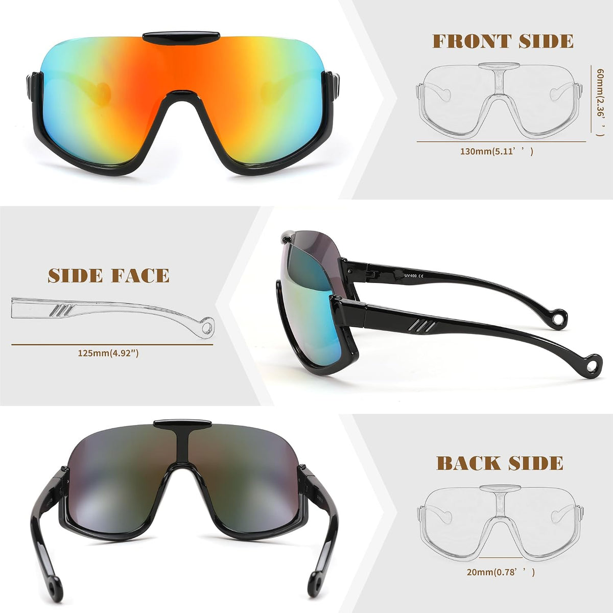 ÉÌƷͼƬ 10 | B0CQT2FXLN | FEISEDY Sunglasses Men Women Oversized Fashion Sports Baseball Fishing Skiing Running Golf Adults Teens Half Frame B0012