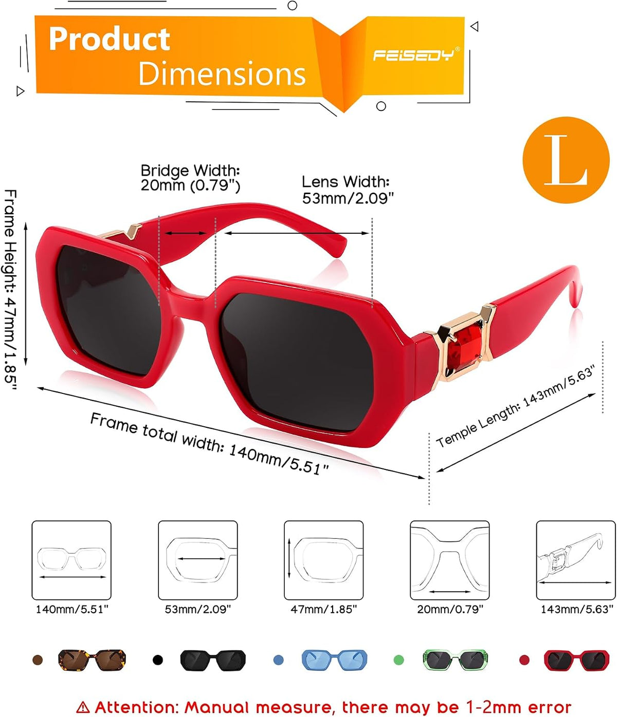 ÉÌƷͼƬ 30 | B0CNPQGQRW | FEISEDY Retro Rectangle Sunglasses for Women Men Classic Square Rhinestone Frame Sun Glasses Polygon Designer UV400 B0047