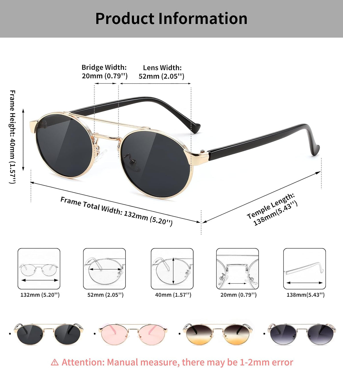 ÉÌƷͼƬ 6 | B0DRYKH1MV | FEISEDY Classic Trendy Oval Sunglasses Women Men Cute Small Shade Metal Frame Sunnies B0264
