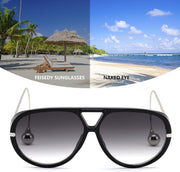 ÉÌƷͼƬ 6 | B0F8N8W8JM | FEISEDY Oversized Aviator Sunglasses With Earring Design for Women Large Big Frame Luxury Designer Shades for Ladies B0296