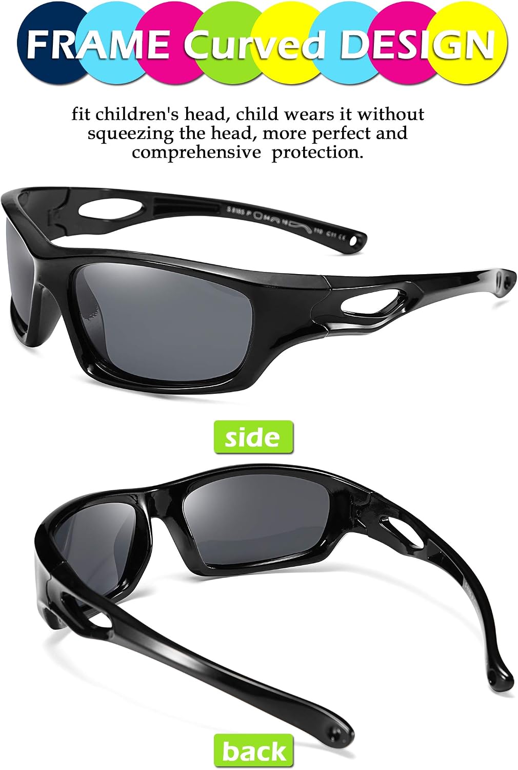 ÉÌƷͼƬ 4 | B07JM1DLHS | FEISEDY Kids Polarized Sport Sunglasses Rubber Frame Boys Girls 3 to 12 Age Children Gift B2453