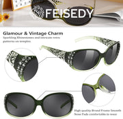 ÉÌƷͼƬ 10 | B0FZSZXXXY | FEISEDY Women's Polarized Sunglasses Wrap Around Rhinestone Design Fashion Sunnies UV400 Protection B1091