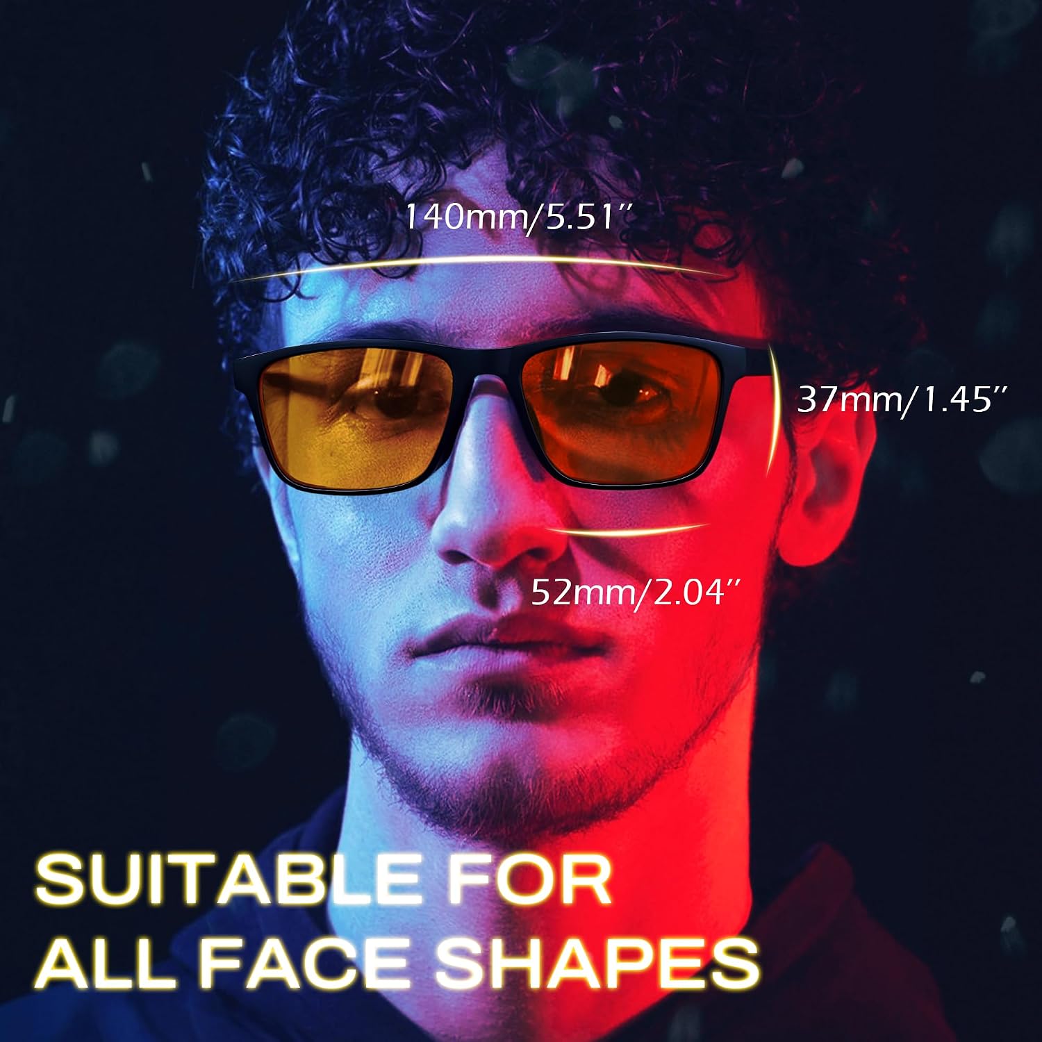 商品图片 3 | B0DJM9D9KM | FEISEDY Blue Light Glasses for Better Sleep Amber Computer Gaming TV Anti Eyestrain Glasses with Spring Hinge B0249