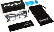 ÉÌƷͼƬ 21 | B0BLH5NHK8 | FEISEDY Diamond Blue Light Blocking Glasses Cat Eye Rhinestone Women Oversized Anti Eyestrain Computer Glasses Frame B2358