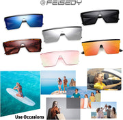 ÉÌƷͼƬ 15 | B09H6XXSDN | FEISEDY Oversized Sunglasses Mens Womens Flat Top Square Trendy Visor Shades UV400 B2470