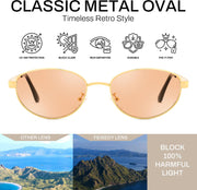 ÉÌƷͼƬ 24 | B0GVDQNHD2 | FEISEDY Oval Metal Sunglasses for Women and Men, Classic UV400 Protection Shades Retro Trendy Driving Fishing Eyewear B0430