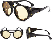ÉÌƷͼƬ 36 | B09WN3J4YZ | FEISEDY Retro Round Steampunk Sunglasses Women Men Leatherwear B2532