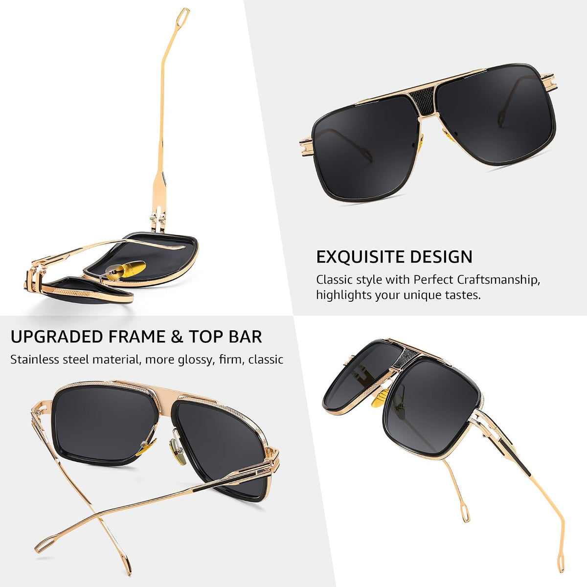 ÉÌƷͼƬ 26 | B0FLQ31HK3 | FEISEDY Sunglasses Mens Oversized Retro Metal Steampunk Shades Sunnies Fishing Driving B0272