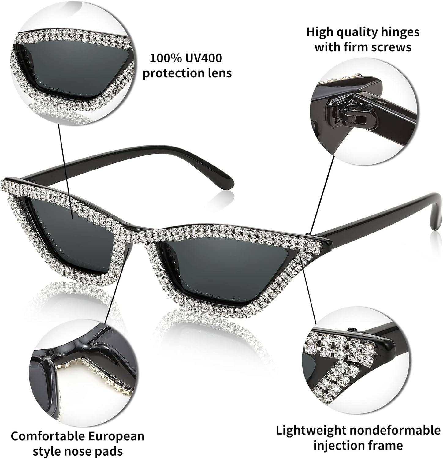 商品图片 117 | B079KYQYT3 | FEISEDY Small Cat Eye Sunglasses Vintage Square Shade Women Eyewear B2291