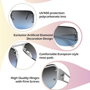 ÉÌƷͼƬ 5 | B0CP2666ZB | FEISEDY Trendy Aviator Sunglasses for Women Men Retro Metal Rimless Frame Square Shades B2985
