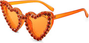 Yellow / 51 Millimeters | B0CDXDZR94 | FEISEDY Heart Shaped Sunglasses for Women, Trendy Diamond Love Eyeglasses Fashion, Crystal Trim Jeweled Frame Party B2318