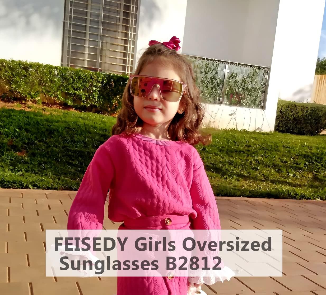 商品图片 3 | B09MW1KQ6Y | FEISEDY Kids Sunglasses for Girls Fashion Cute Boys Teenagers Glasses One Piece UV400 B2812