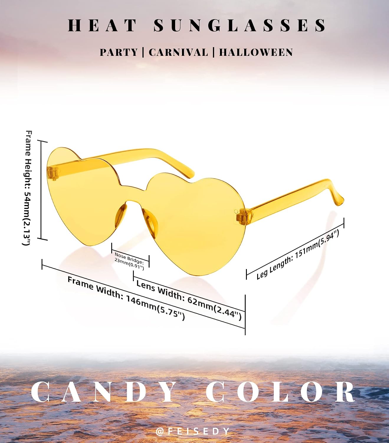 商品图片 36 | B07BLKHDRH | FEISEDY Thick Heart Sunglasses Rimless Heart Shaped Sun Glasses Women Fashion Love Glasses B2419