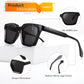 商品图片 4 | B0D7CC769X | FEISEDY Retro Square Sunglasses Women Men Trendy Rectangle Thick Frame Shades Classic Designer Sun Glasses B0198