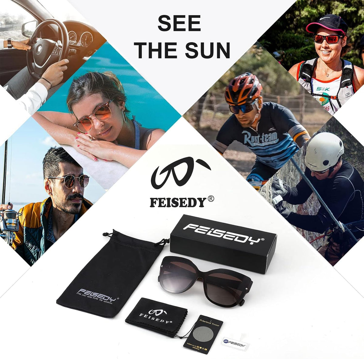 ÉÌƷͼƬ 48 | B09LTWN7GK | FEISEDY Cat Eye Sunglasses Polarized for Women Men£¬Rimless Mirrored Sunglasses, Oversized, Trendy Retro Sun Glasses B2796