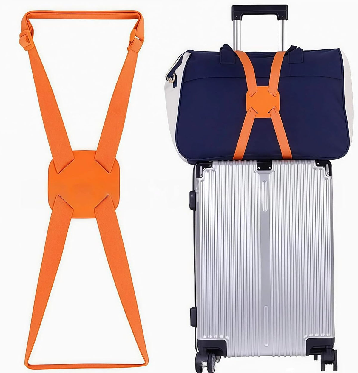 Orange | B0G2SD3D4F | Luggage Straps Bag Bungee, Adjustable Bag Strap Belt with Buckle, Elastic Travel Accessories for Secure & Easy Packing