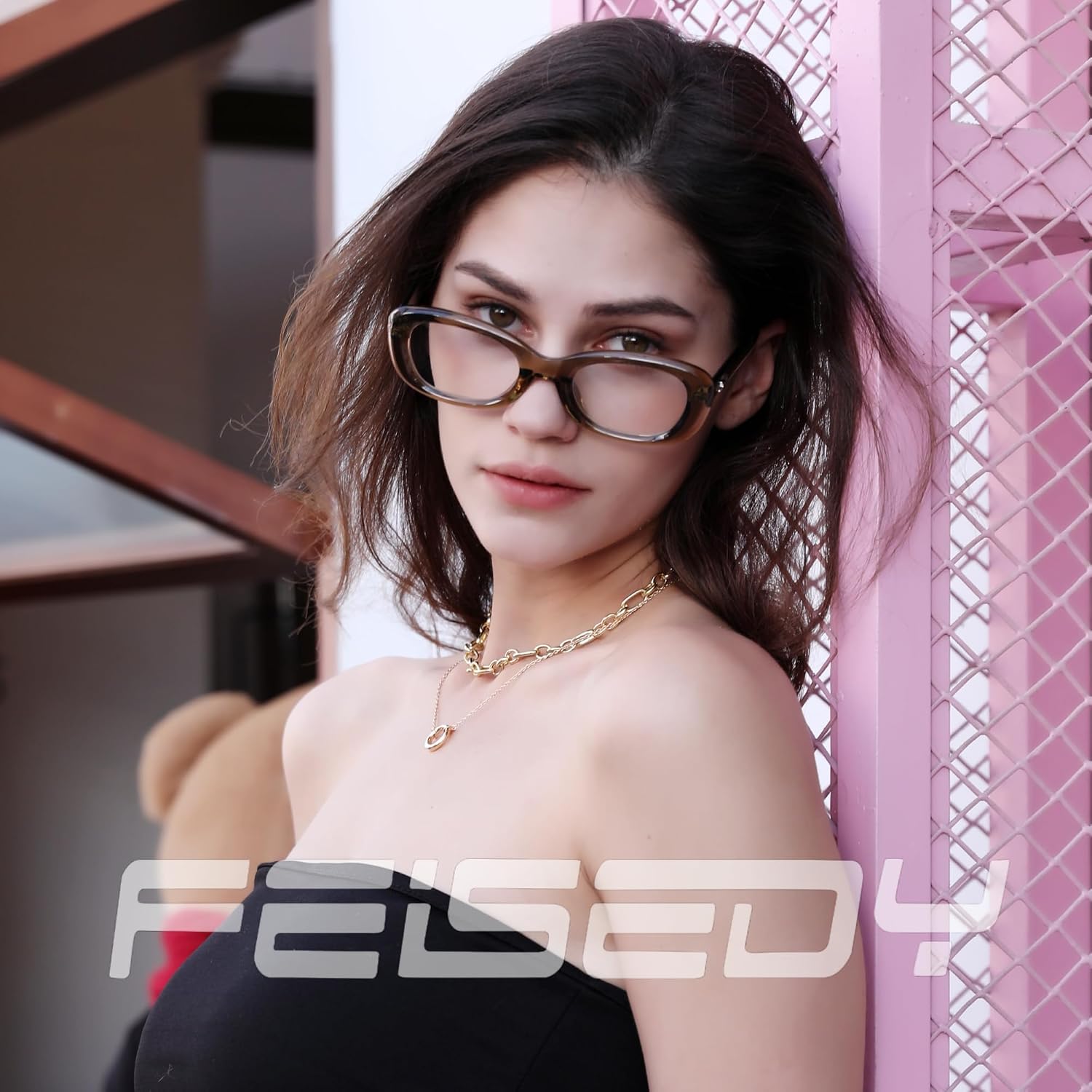商品图片 10 | B0DD6M5F2B | FEISEDY Retro Oval Blue Light Blocking Glasses for Women Nerd Fake Glasses Y2k Small Eyewear Frame B0229
