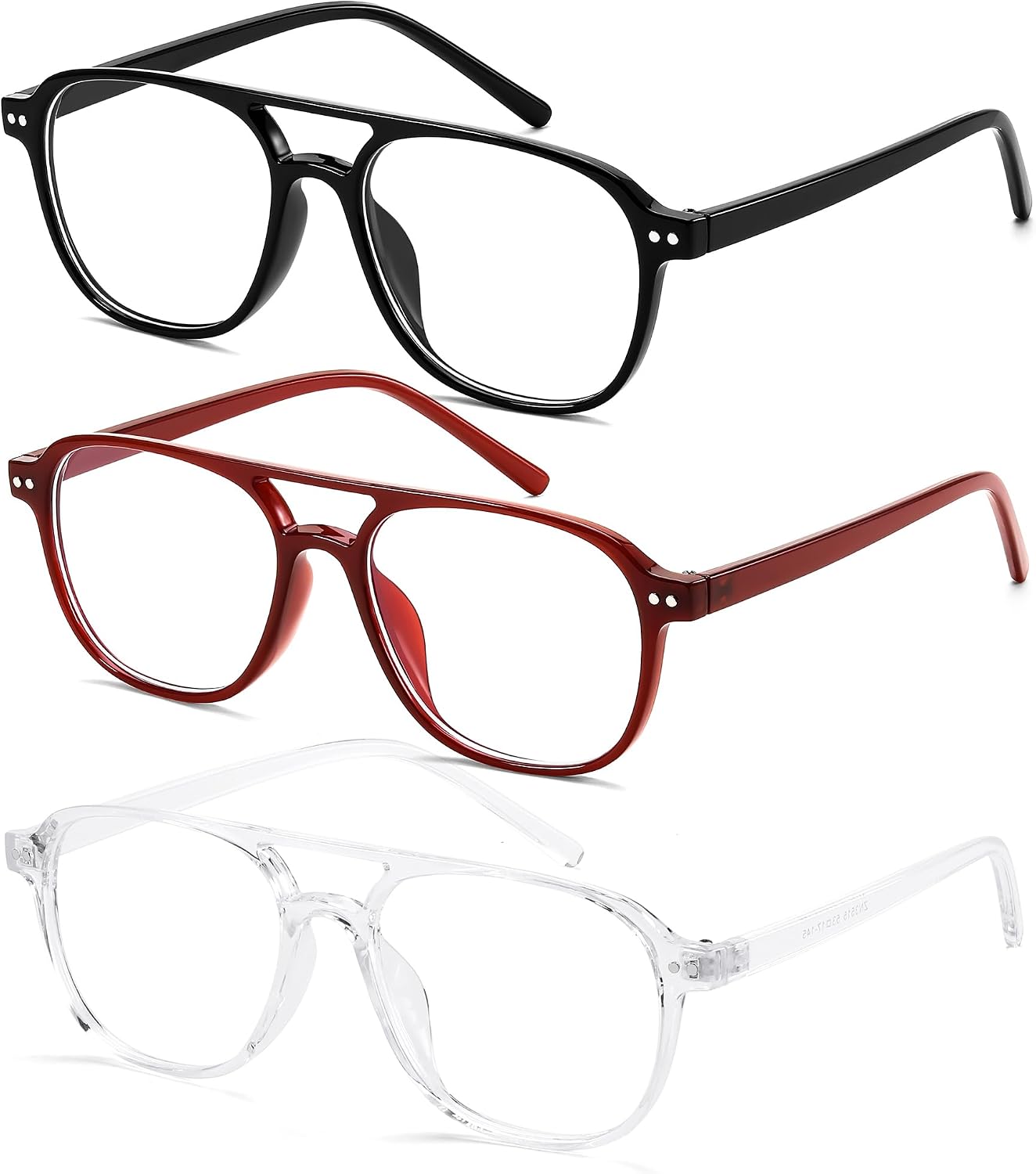 Black+red+transparent / 50 Millimeters | B0G5P878WK | FEISEDY Blue Light Blocking Glasses Women Men Square Computer Lightweight Pilot Glasses Anti Eyestrain & UV Glare B0141