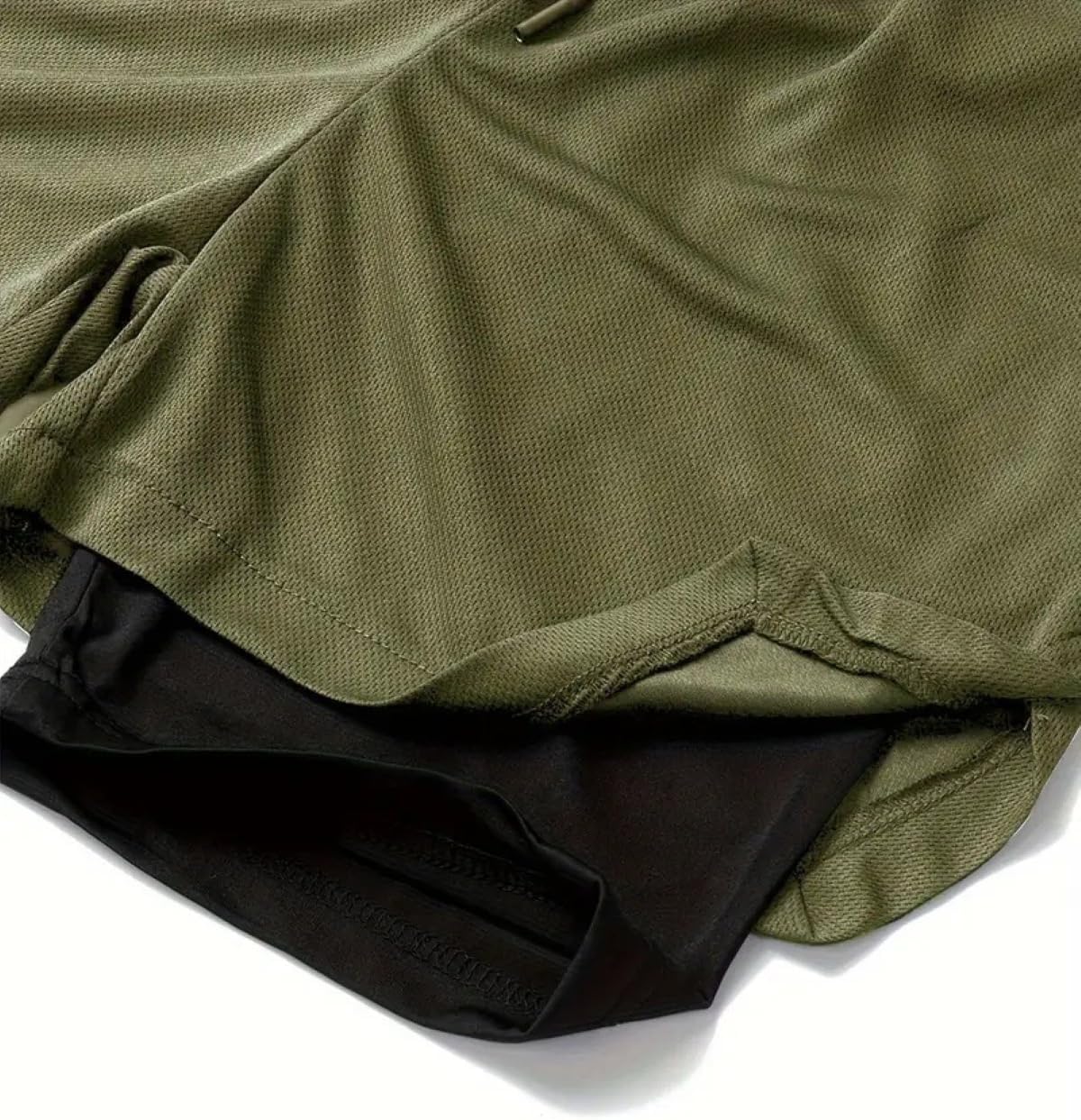 商品图片 4 | B0GPQC1J43 | Men's 2-in-1 Running Shorts with Phone Pockets - Quick Dry Gym & Workout Shorts for Athletic Men Green
