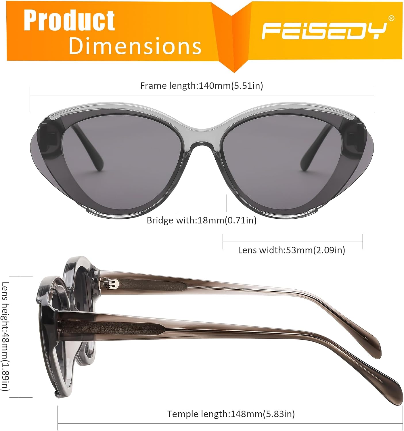 商品图片 25 | B0D6YJVTMS | FEISEDY Retro Polarized Cat Eye Sunglasses Women Trendy Mirrored Classic Designer Sunglasses UV Protection B0197