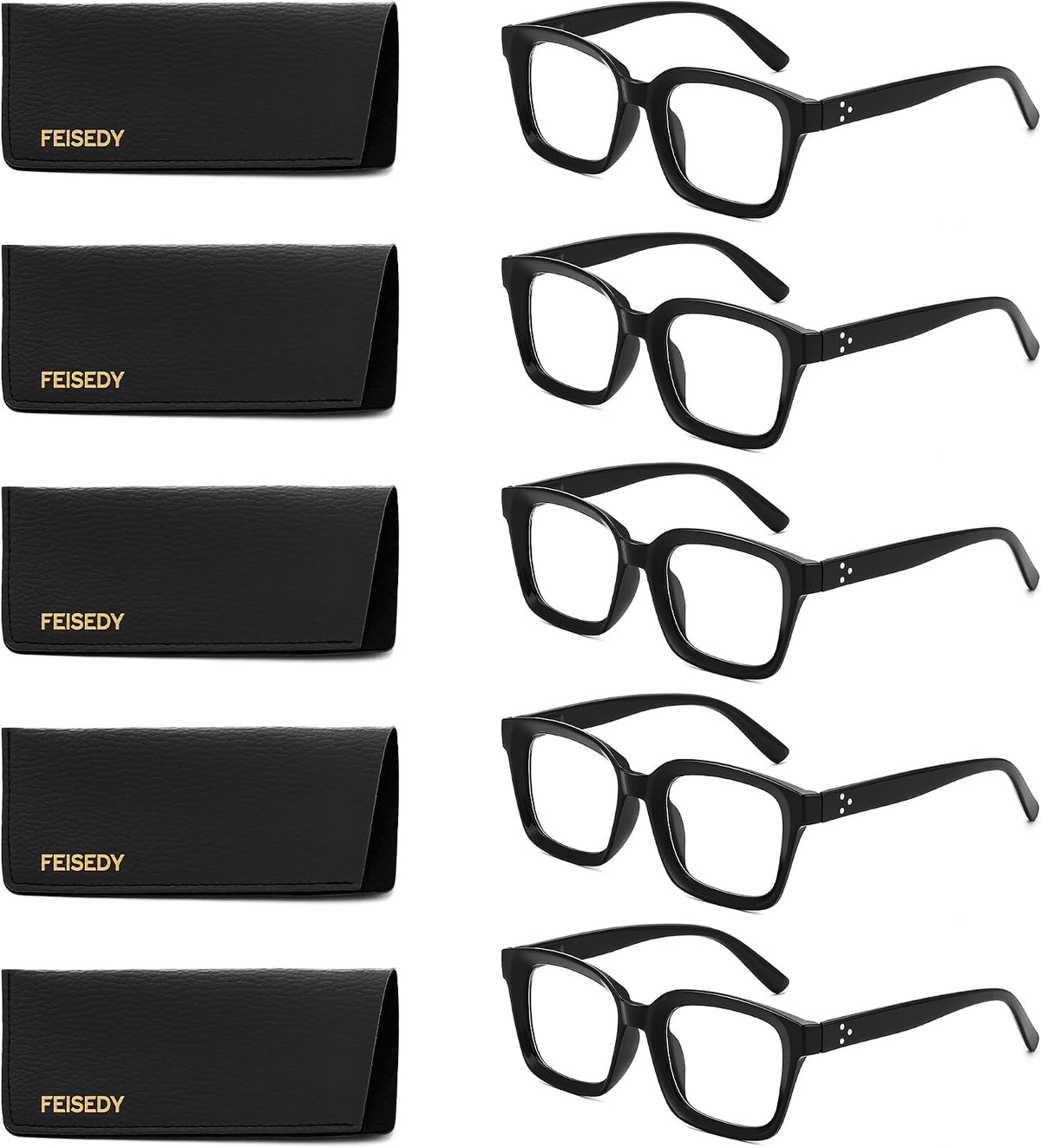 ÉÌƷͼƬ 34 | B0F7HQL9ND | FEISEDY 6/5 Pack Classic Reading Glasses Rectangular Readers B0297