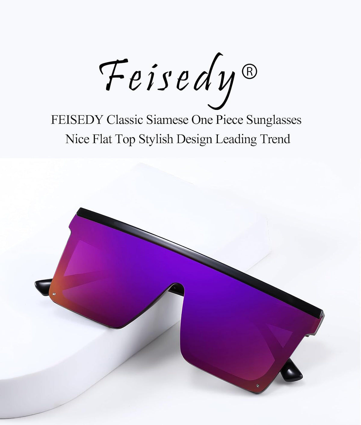 ÉÌƷͼƬ 70 | B09H6XXSDN | FEISEDY Oversized Sunglasses Mens Womens Flat Top Square Trendy Visor Shades UV400 B2470