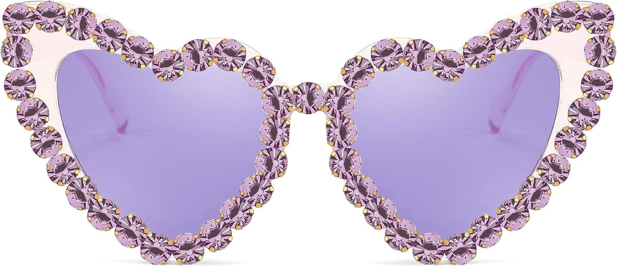 ÉÌƷͼƬ 5 | B0CDXC8YD5 | FEISEDY Heart Shaped Sunglasses for Women, Trendy Diamond Love Eyeglasses Fashion, Crystal Trim Jeweled Frame Party B2318