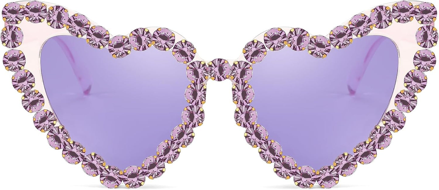 商品图片 5 | B0CDXC8YD5 | FEISEDY Heart Shaped Sunglasses for Women, Trendy Diamond Love Eyeglasses Fashion, Crystal Trim Jeweled Frame Party B2318
